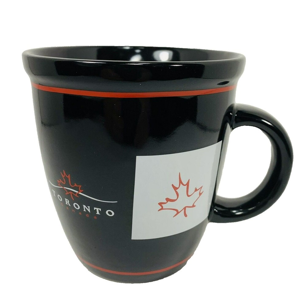 Toronto Canada Coffee Mug Red Maple Leaf Black with White Words CDF Souvenir